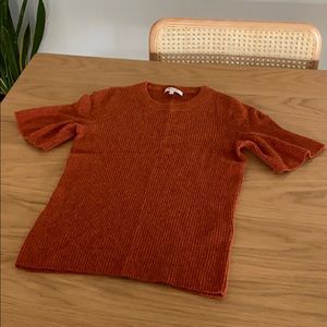 Madewell Flounce-Sleeve Ribbed Sweater M